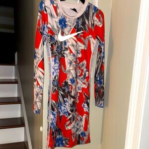 Nike Red and Black Long Sleeve Bodycon Dress